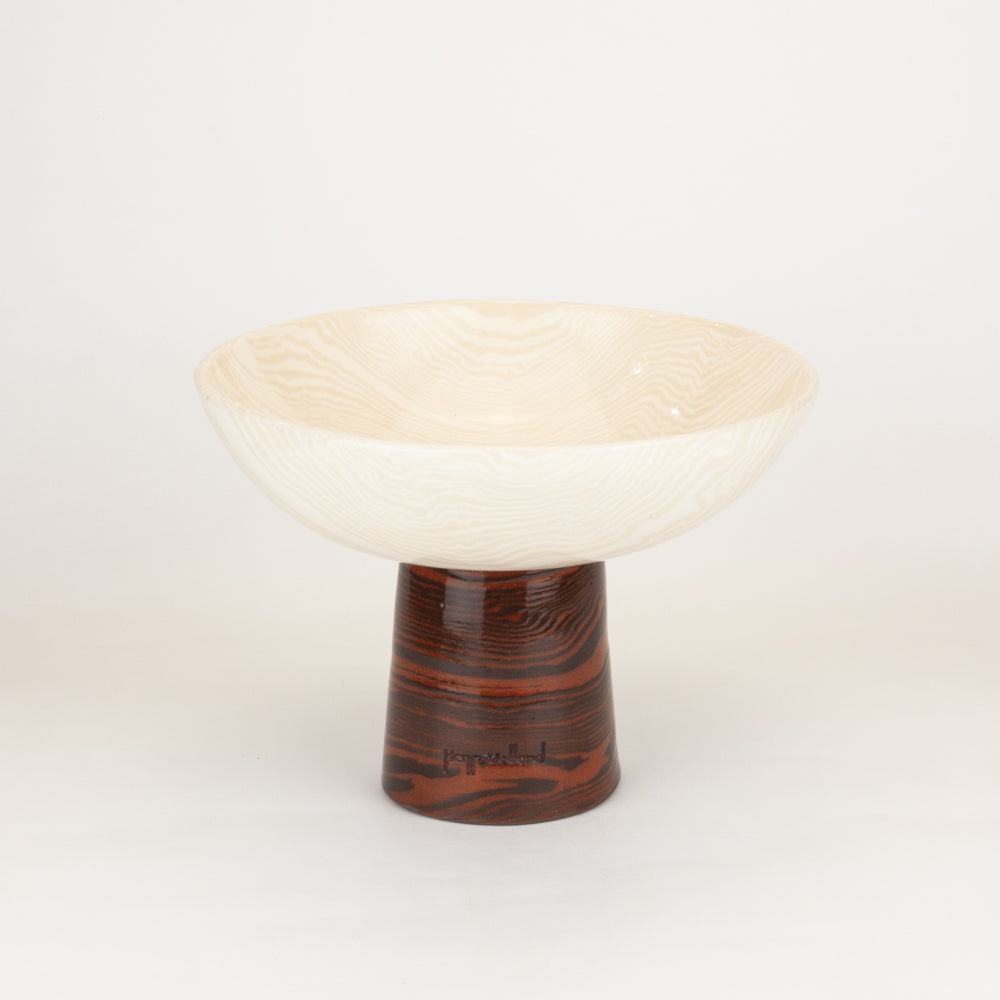 Bi-Colour Oatmeal, Brown & Terracotta Medium Chalice Bowl