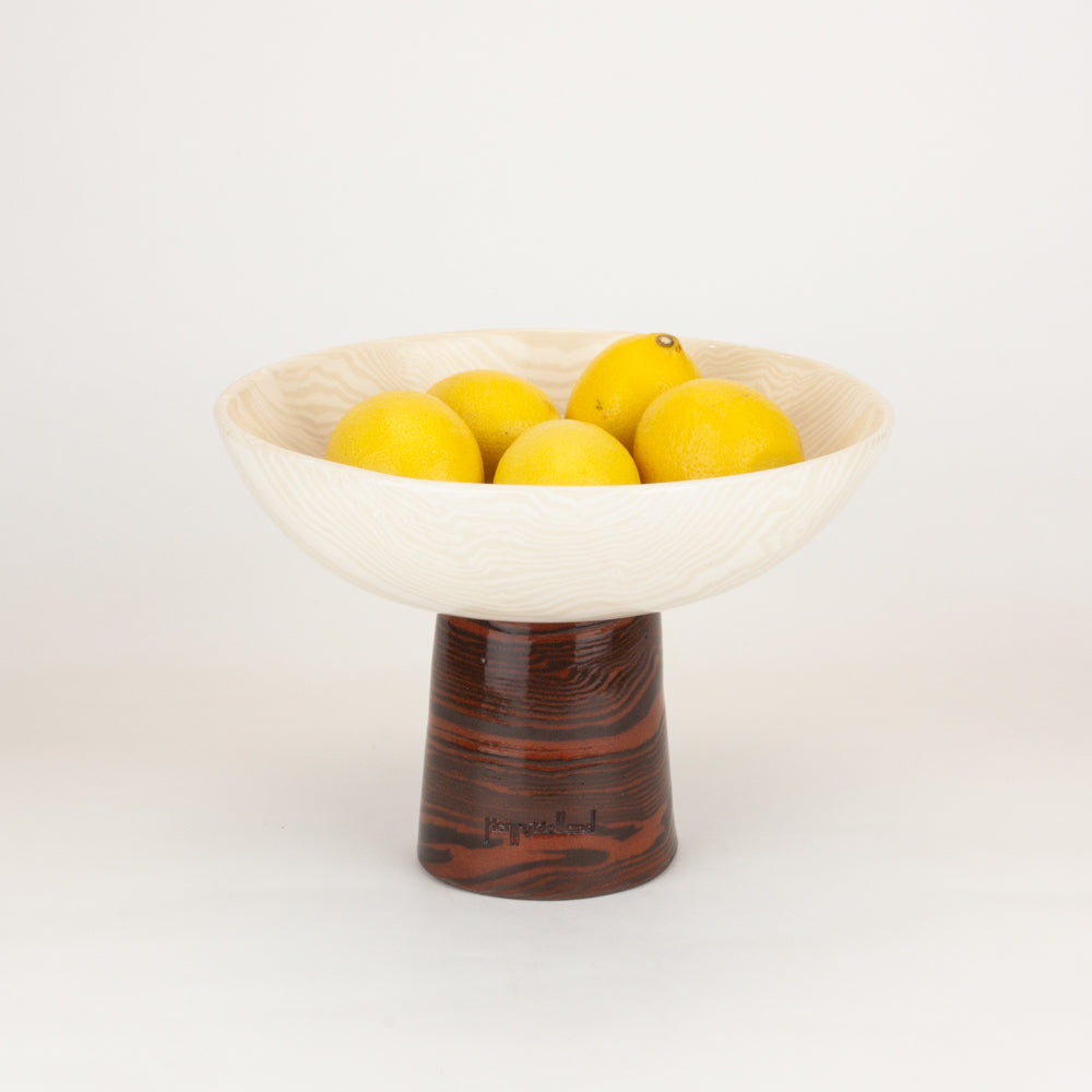 Bi-Colour Oatmeal, Brown & Terracotta Medium Chalice Bowl