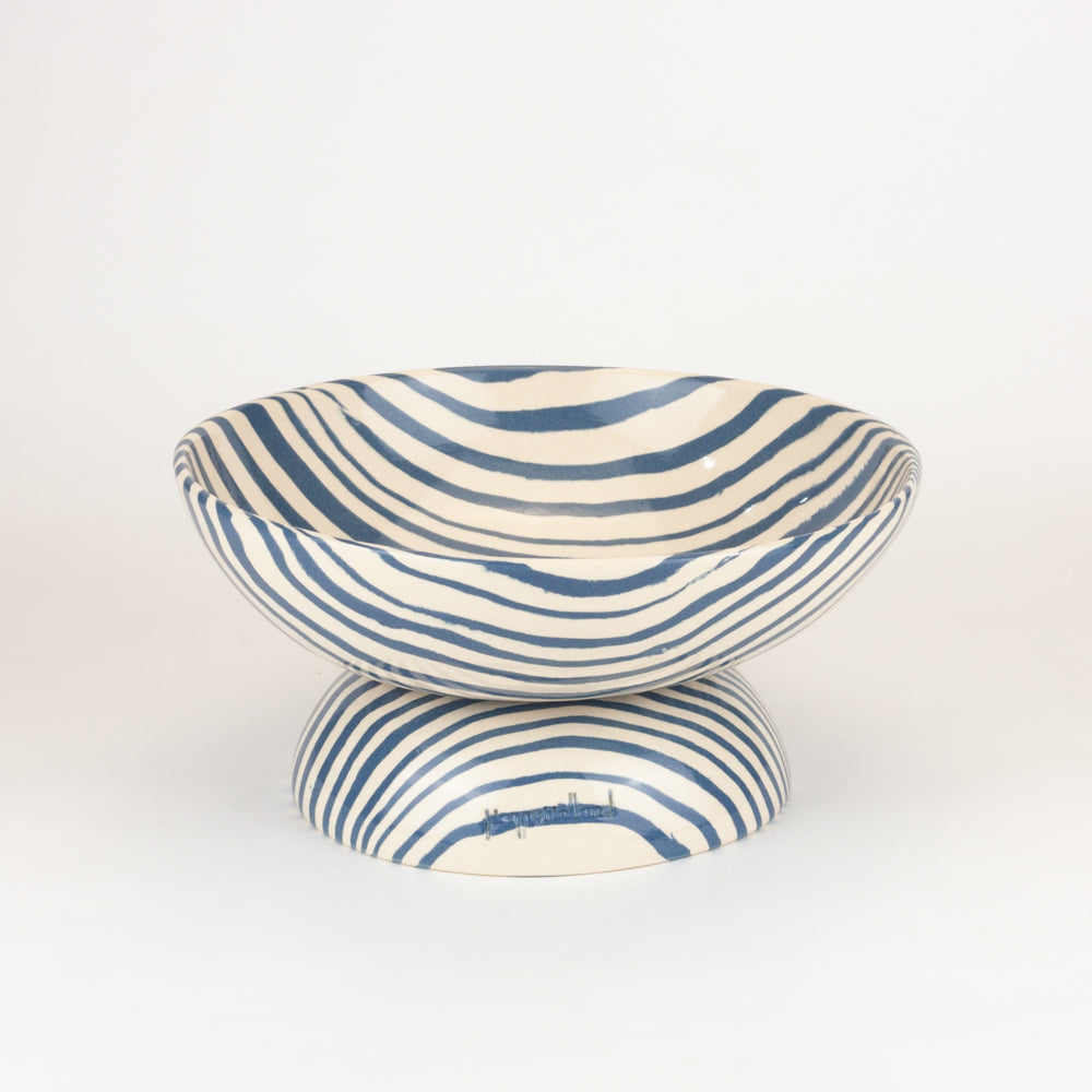 Blue & White Medium Shorty Chalice Bowl