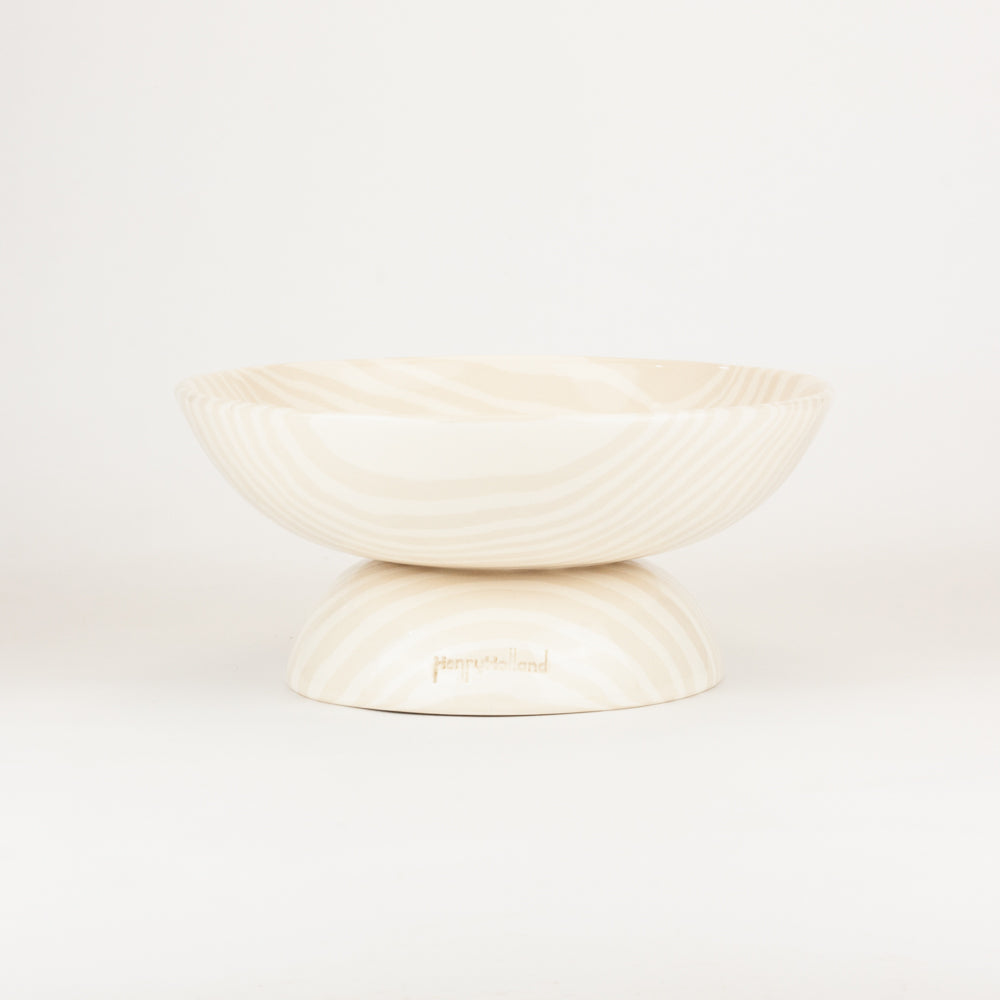 Oatmeal & White Medium Shorty Chalice Bowl