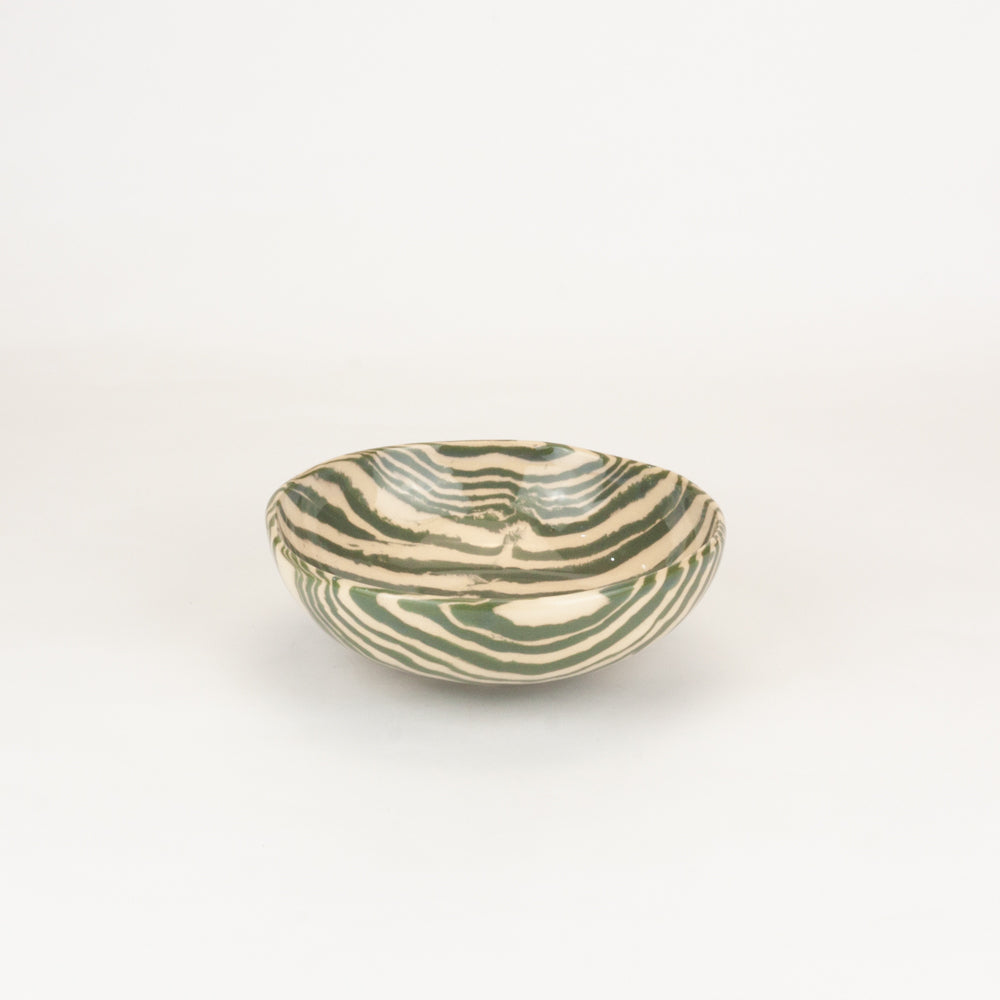 Set of 2 Green & White Small Bowls