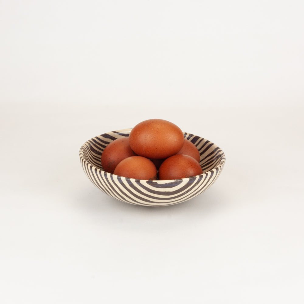 Set of 2 Brown & White Small Bowls