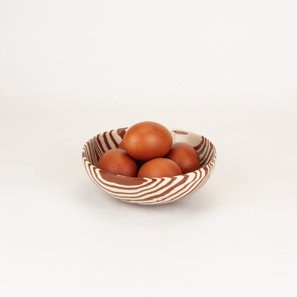 Set of 2 Terracotta & White Small Bowls