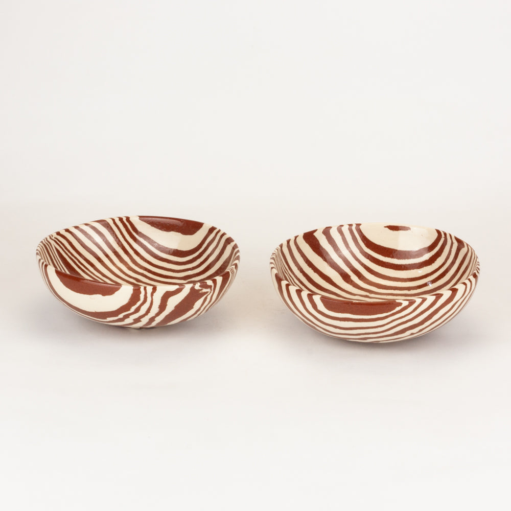 Set of 2 Terracotta & White Small Bowls