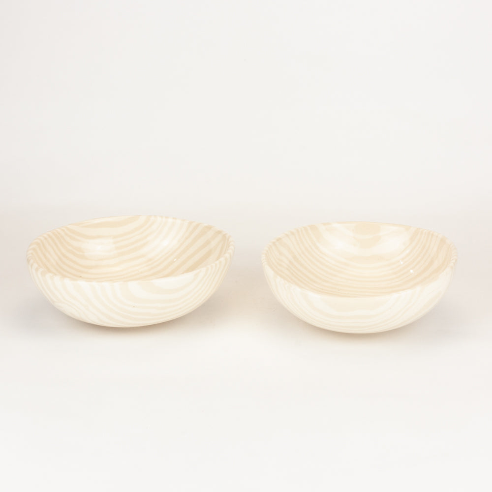 Set of 2 Oatmeal & White Small Bowls