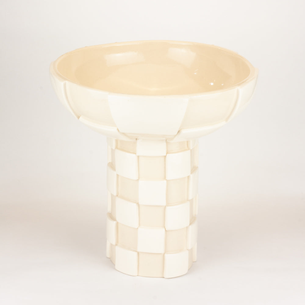 Oatmeal and White Extra Large 3D Tall Checkerboard Chalice