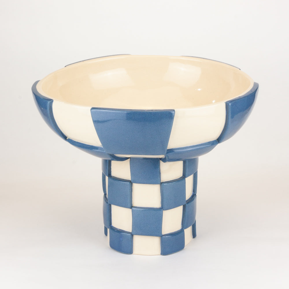 Blue and White Extra Large 3D  Checkerboard Chalice