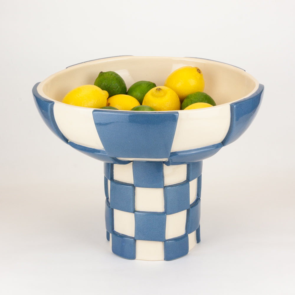 Blue and White Extra Large 3D  Checkerboard Chalice