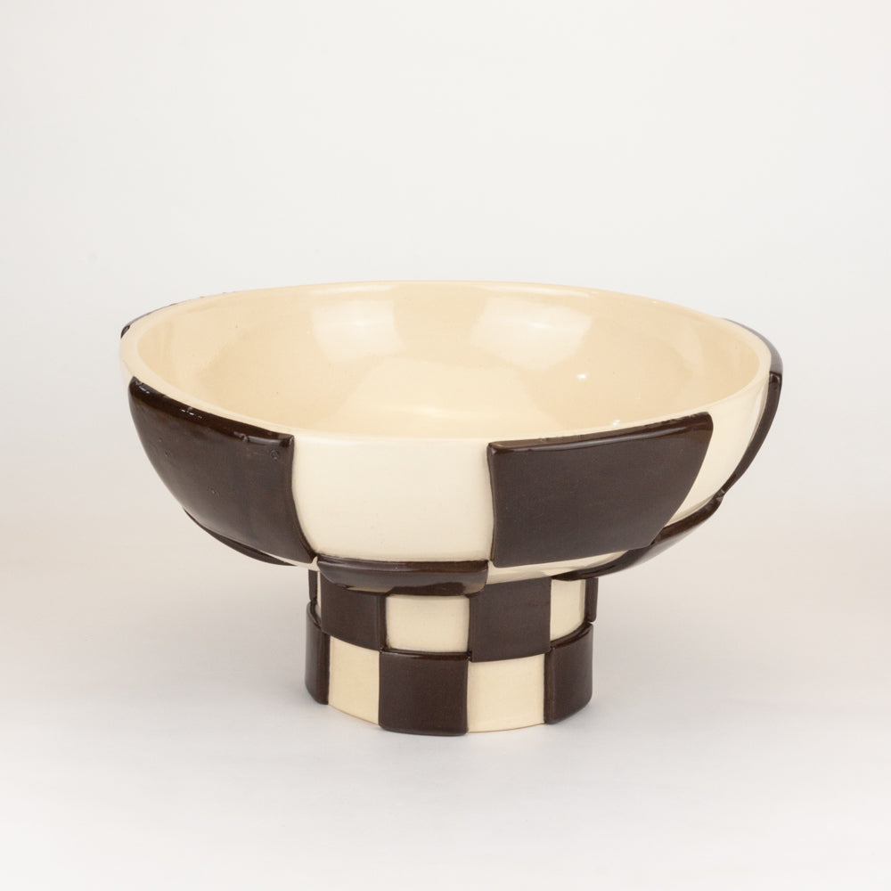 Brown and White Extra Large 3D Short Checkerboard Chalice