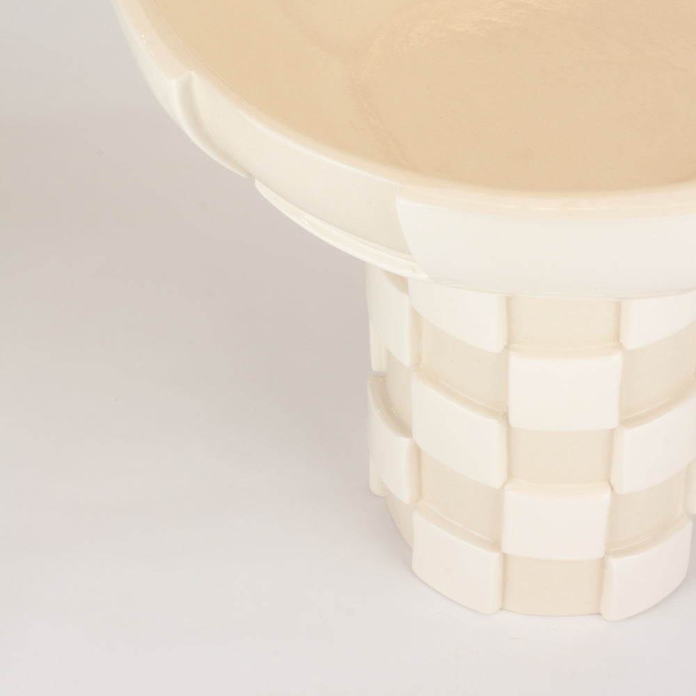 Oatmeal and White Extra Large 3D Tall Checkerboard Chalice