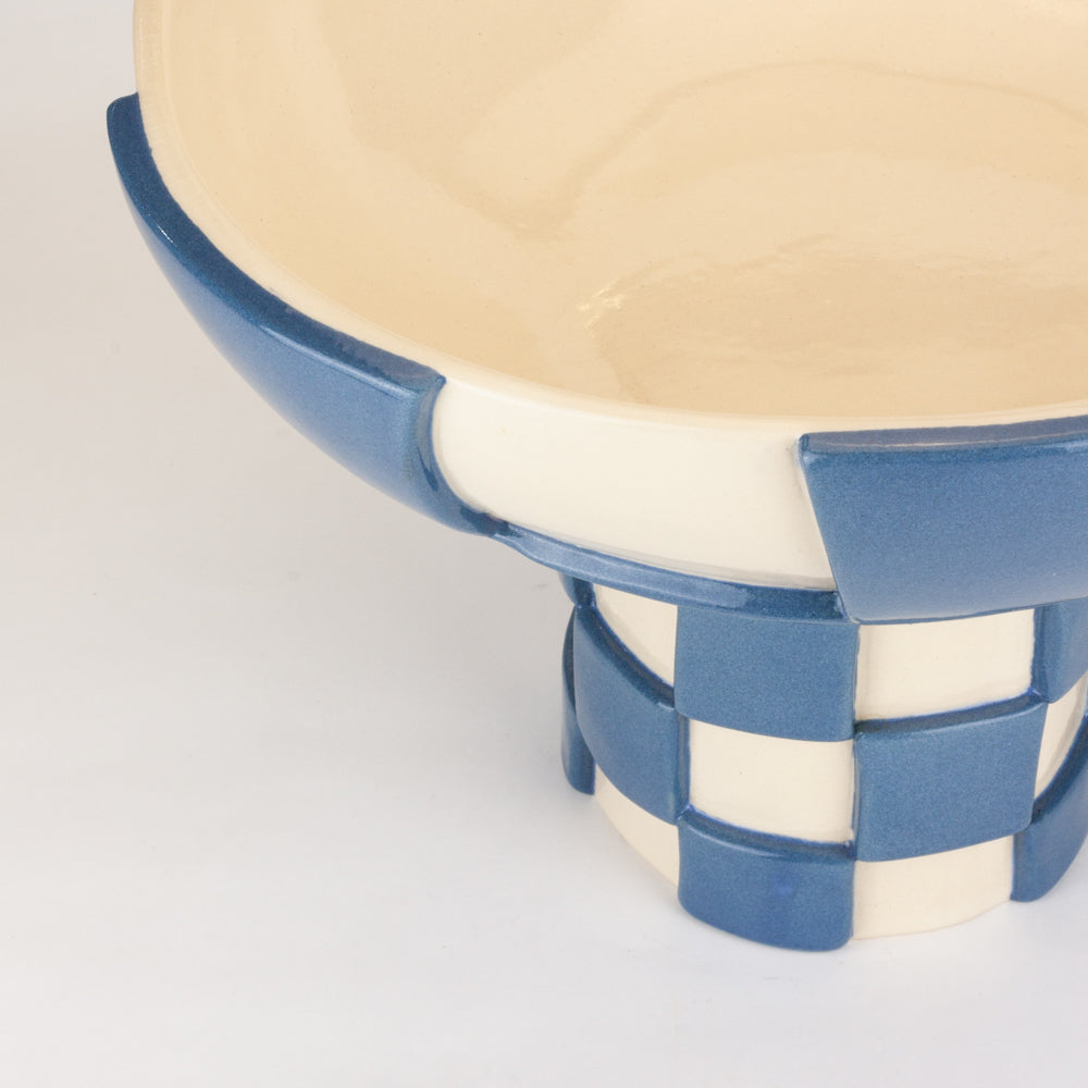 Blue and White Extra Large 3D  Checkerboard Chalice