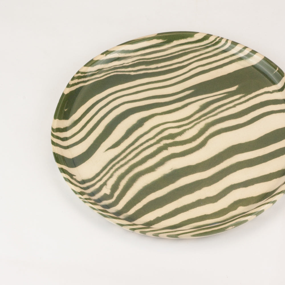 Set of 2 Green & White Side Plates