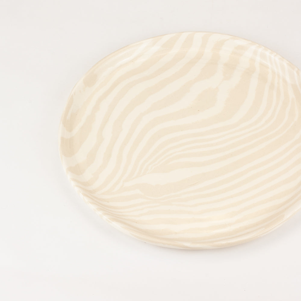 Set of 2 Oatmeal & White Side Plates