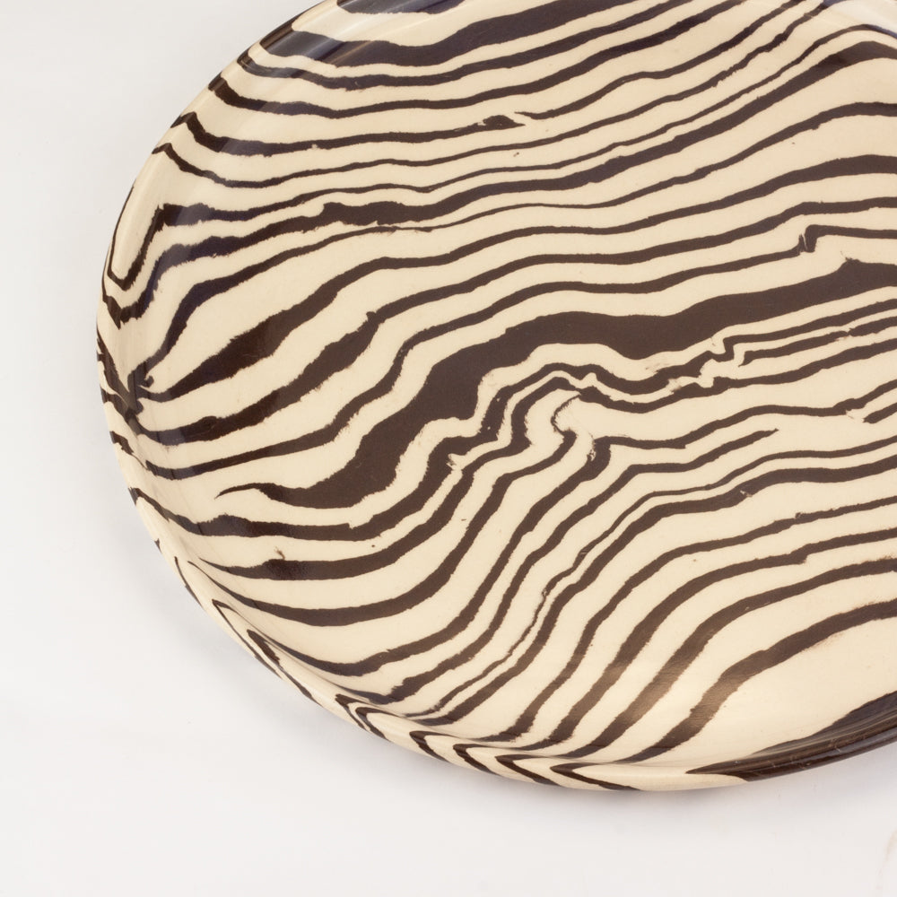 Brown & White Dinner Plate