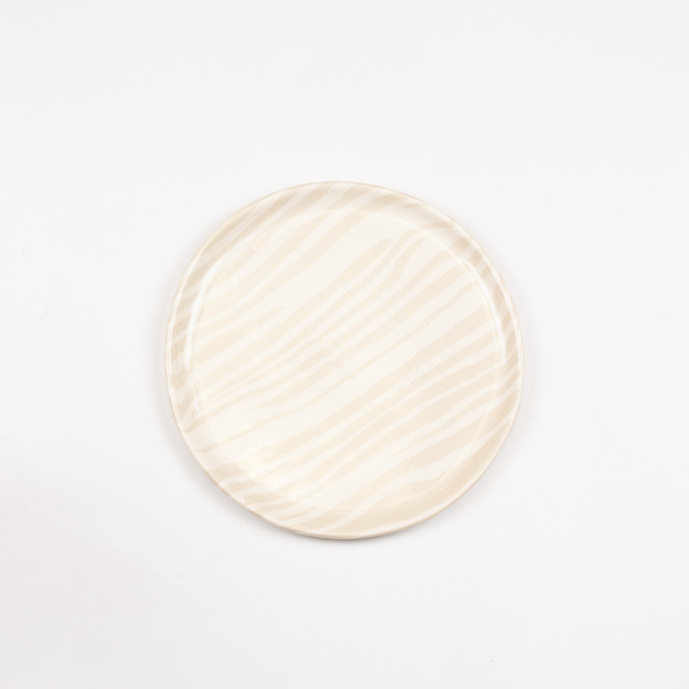 Set of 2 Oatmeal & White Side Plates