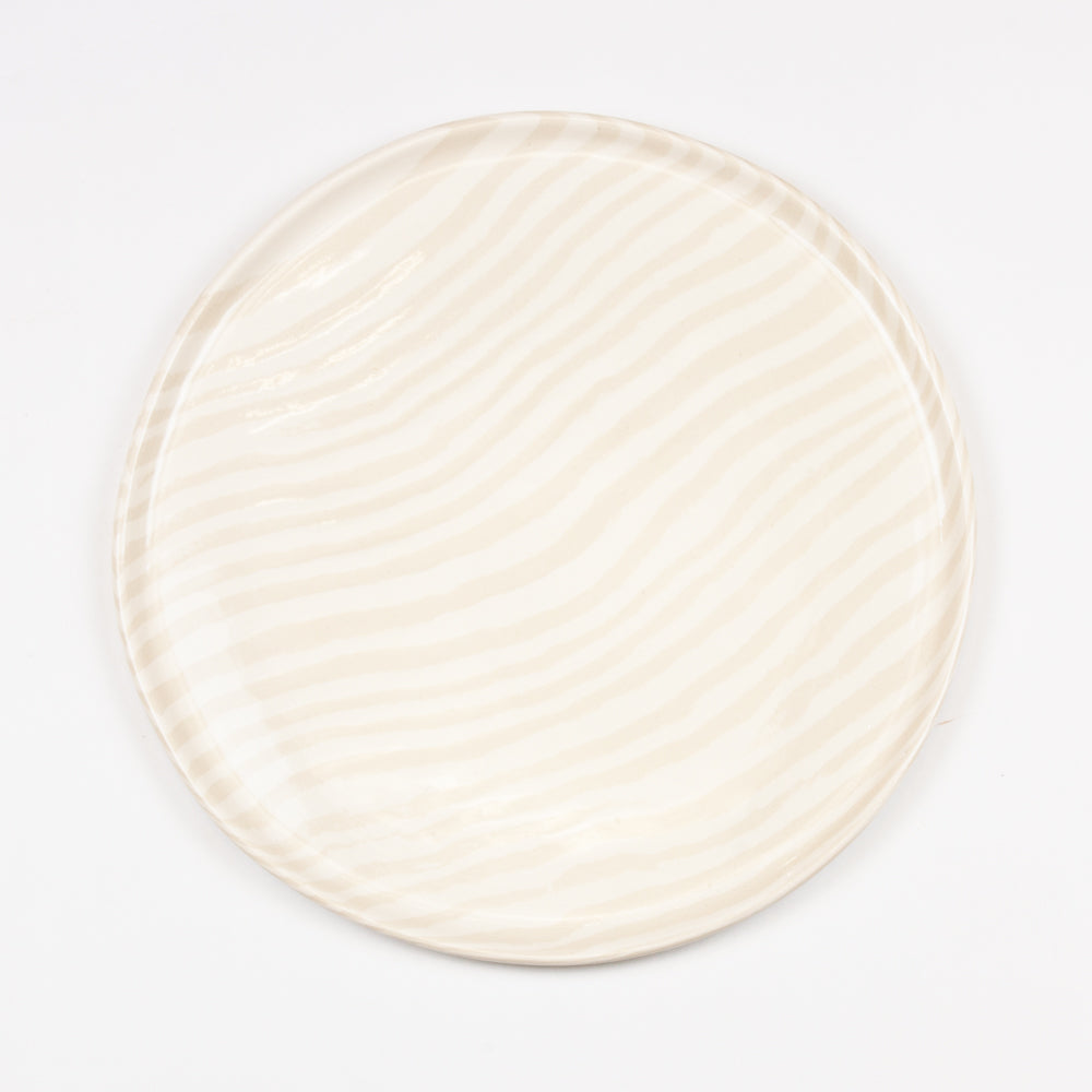 Set of 2 Oatmeal & White Dinner Plate