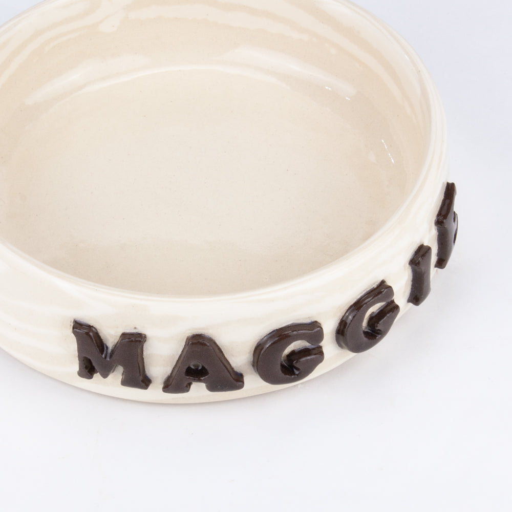 Personalised Oatmeal and White Small Pet Bowl