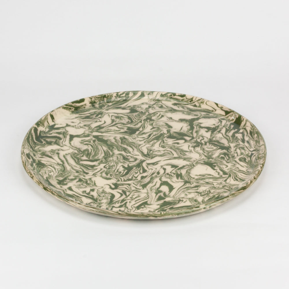 Green & White Galaxy Dinner Plate