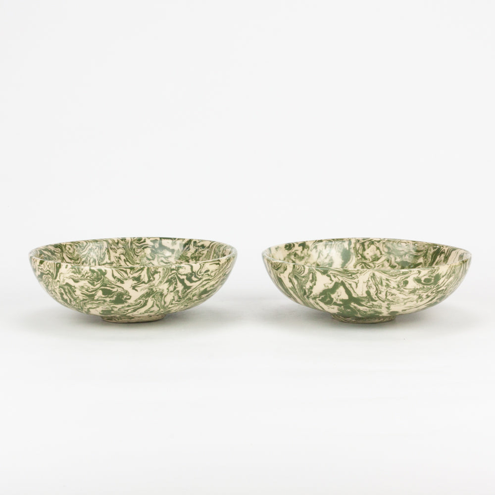 Set of 2 Green & White Galaxy Small Bowl