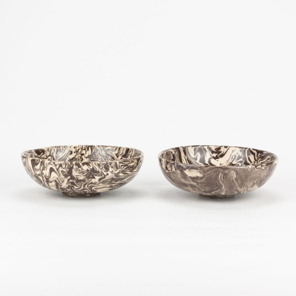 Set of 2 Brown & White Galaxy Small Bowl