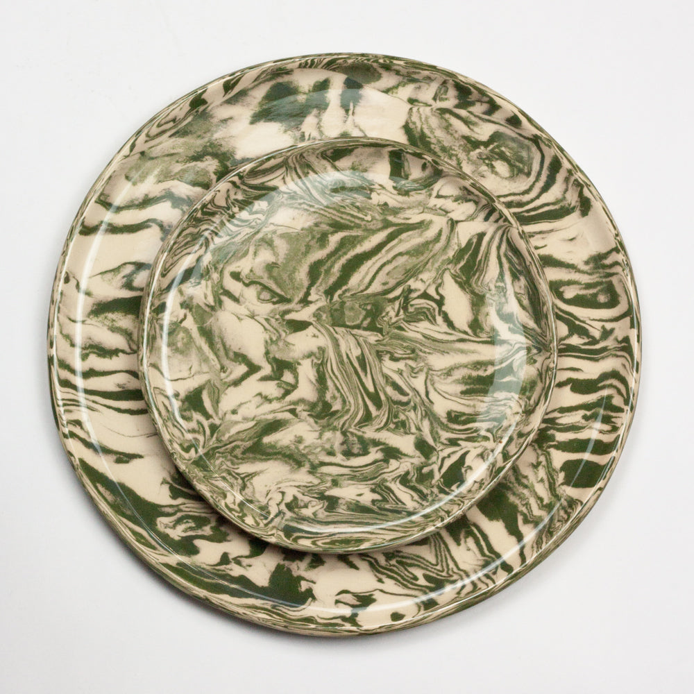 Green & White Galaxy Dinner Plate