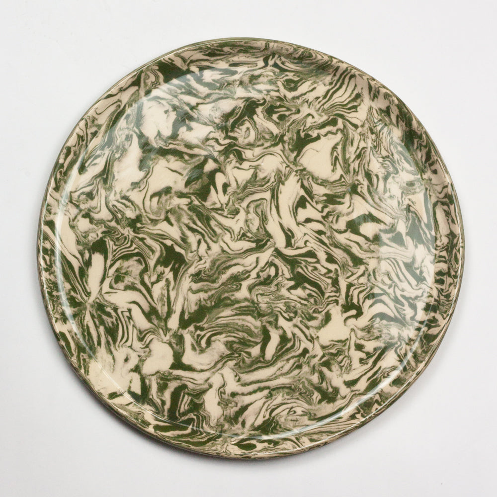 Green & White Galaxy Dinner Plate