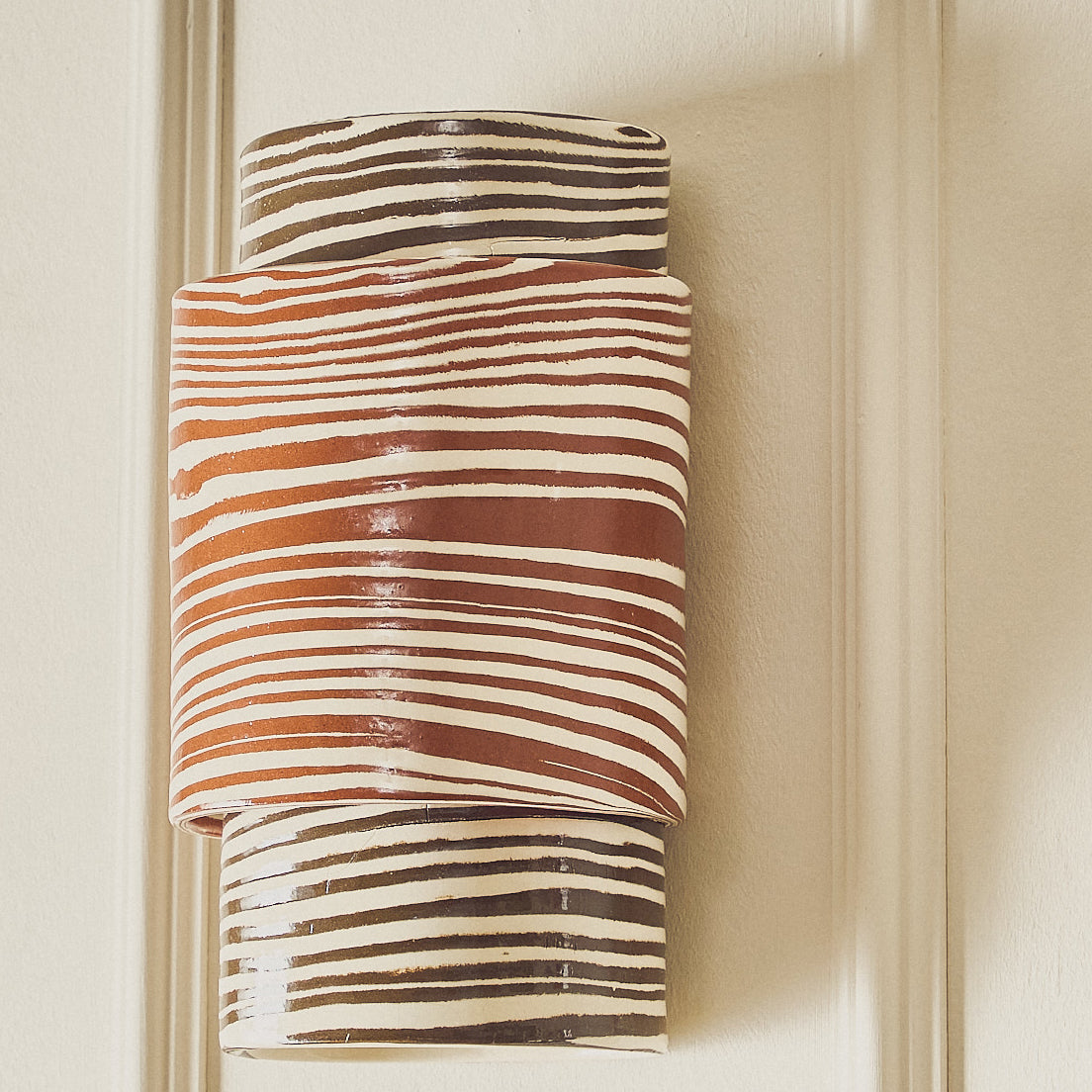 Wall Sconce TALL Bi-Colour Brown & Terracotta Light Covering