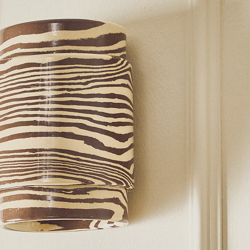 Wall Sconce SHORT Brown & White Light Covering