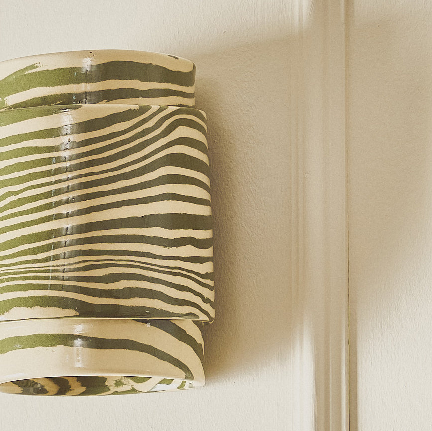 Wall Sconce SHORT Green & White Light Covering