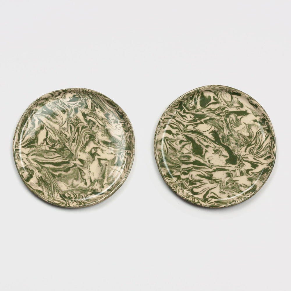 Set of 2 Green & White Galaxy Side Plate