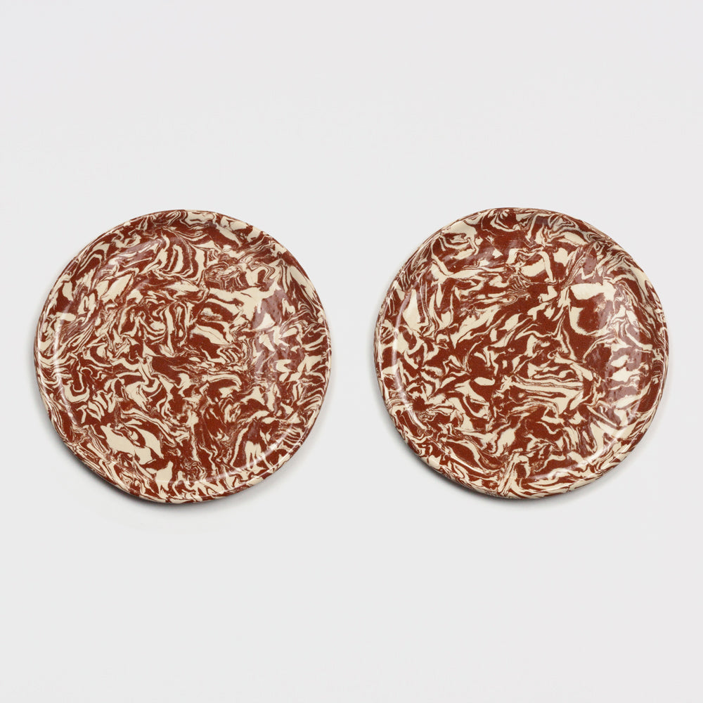 Set of 2 Terracotta & White Galaxy Side Plate