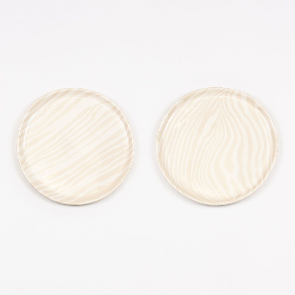 Set of 2 Oatmeal & White Side Plates