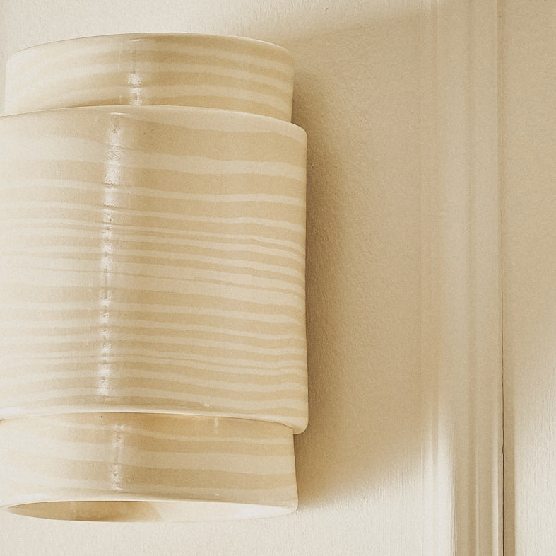 Wall Sconce SHORT Oatmeal & White Light Covering