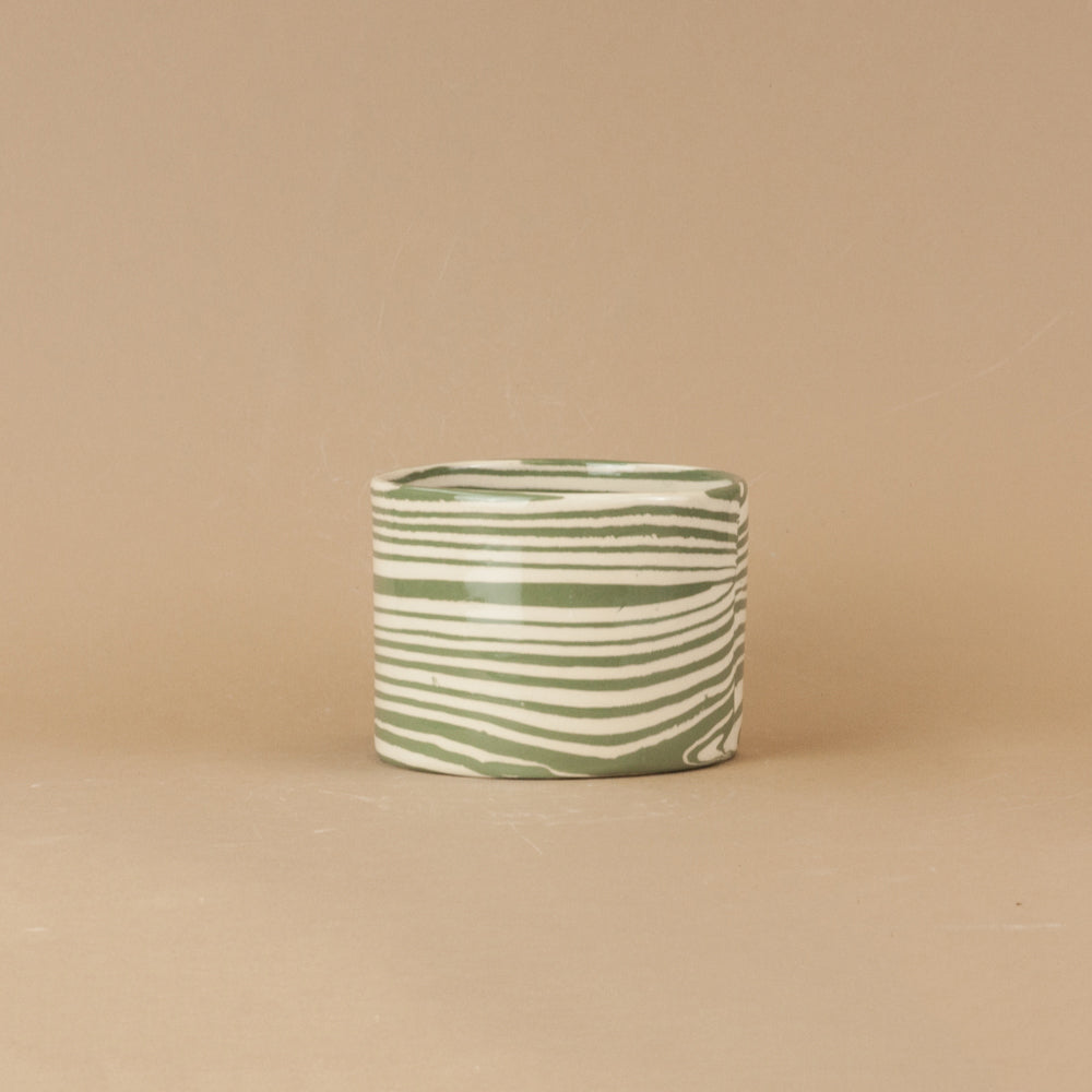 Small Green & White Planter