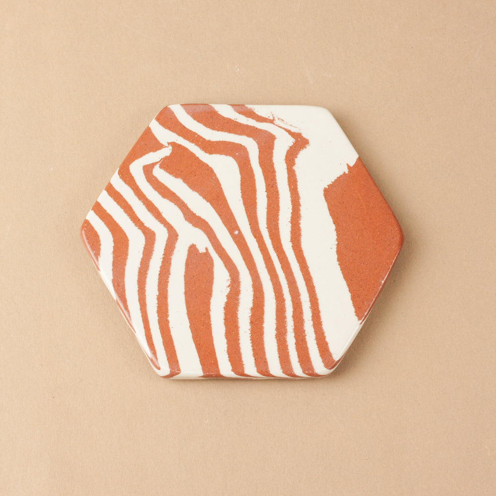 Set of Four Terracotta and White Coaster