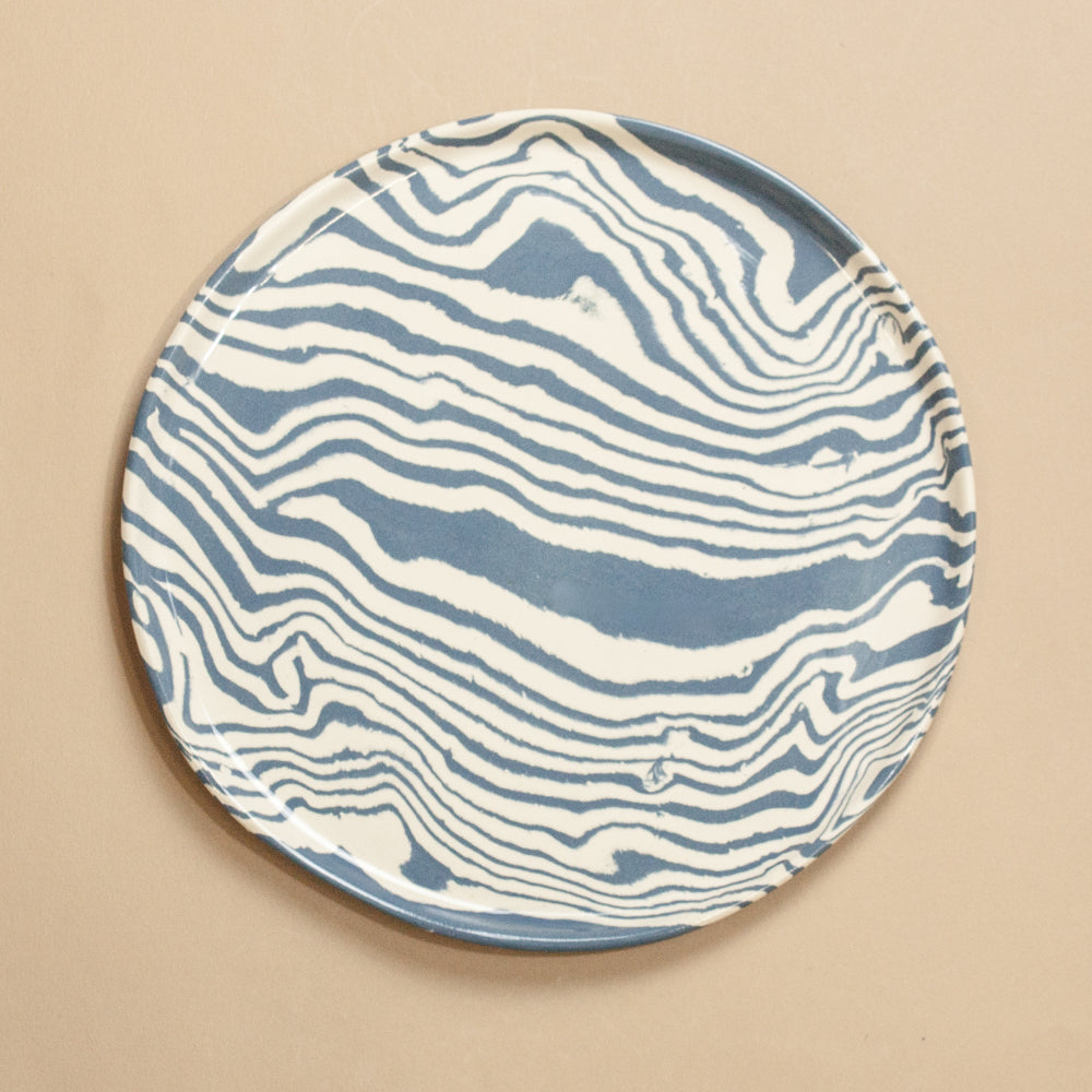 Blue & White Marble Dinner Plate