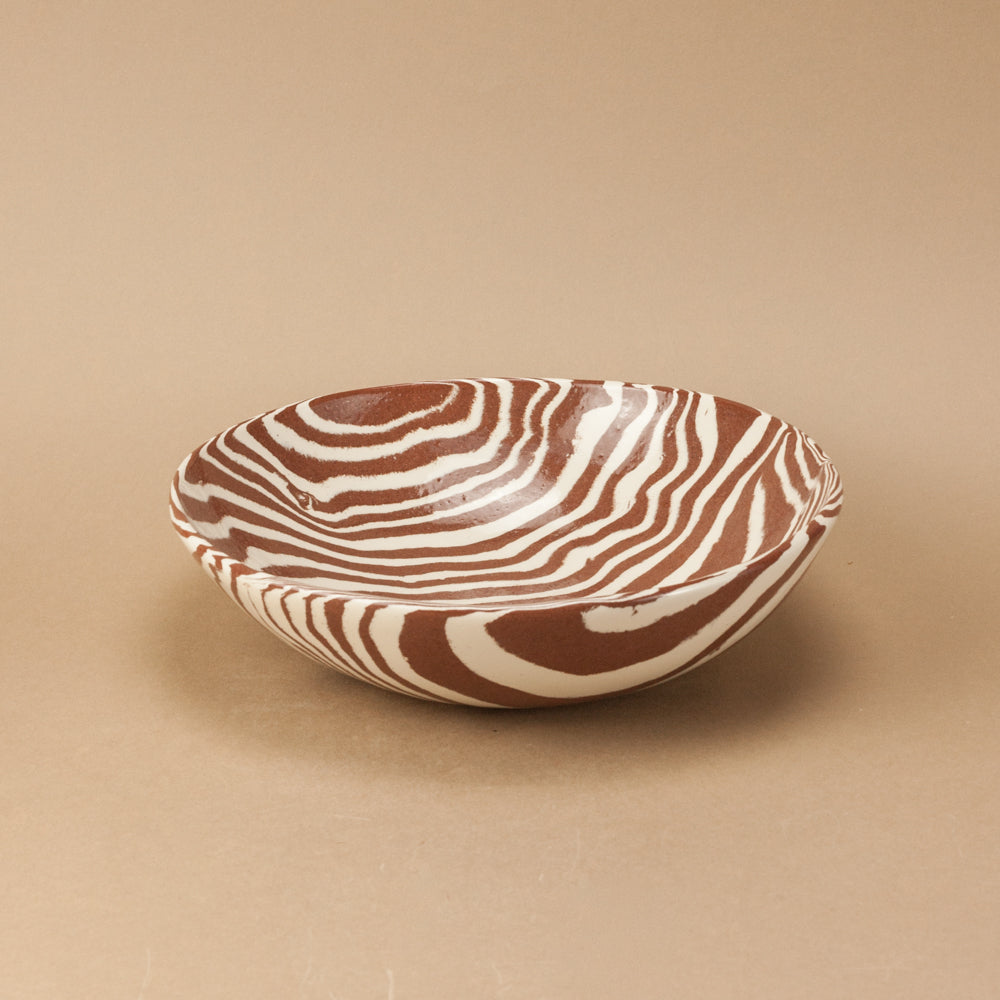 Terracotta & White Marble Salad Bowl