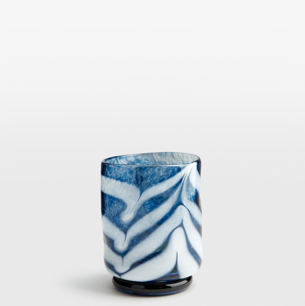 Henry Holland Studio | Blue & white Swirl Mid-Ball Glass Tumbler
