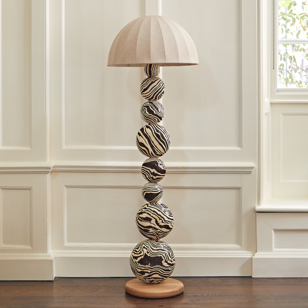 Brown & White Ceramic "TALL" Floor Lamp