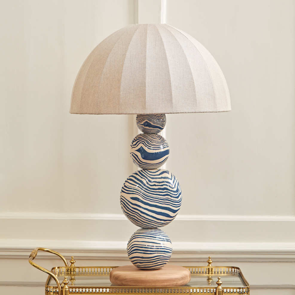 Blue & White Ceramic "TABLE" Table Lamp